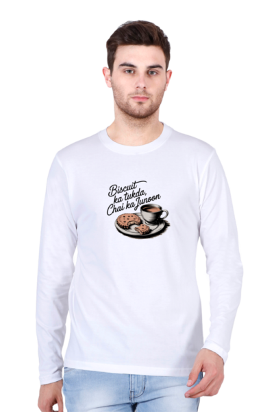 Biscuit ka Tukda, Chai ka Junoon Full-Sleeve T-Shirt – Celebrate the Simple Joys!