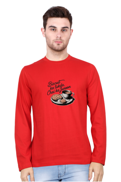 Biscuit ka Tukda, Chai ka Junoon Full-Sleeve T-Shirt – Celebrate the Simple Joys!
